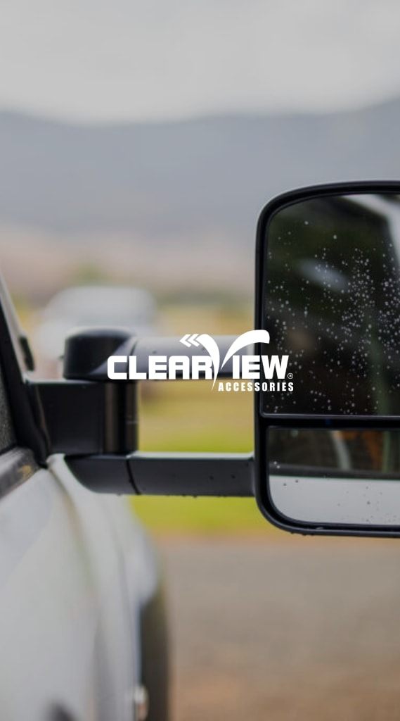 Clearview towing mirror fitted to a vehicle, from the Clearview Accessories WooCommerce website project