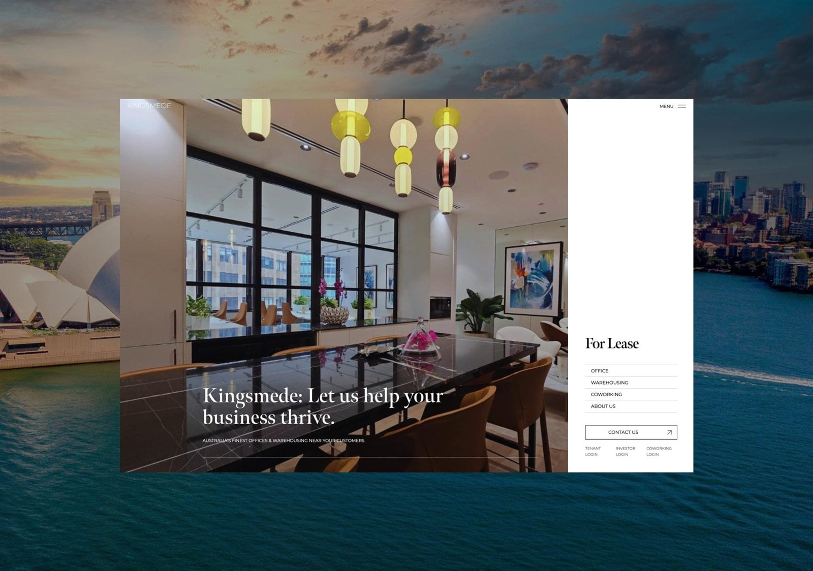 Kingsmede commercial property website homepage, designed and built by Net Search
